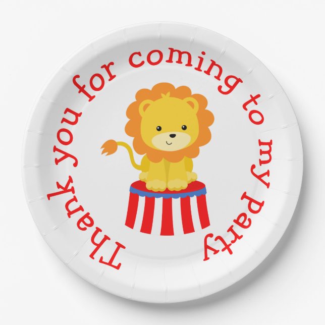 Assiettes En Carton Grand Top Carnaval de cirque Anniversaire en rouge (Devant)