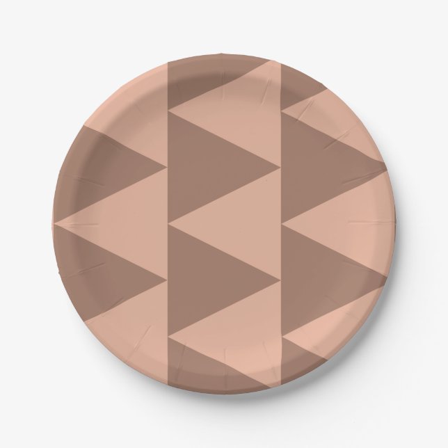 Assiettes En Carton Grand Triangles géométriques Mocha Mousse Dusty ro (Devant)