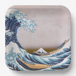 Assiettes En Carton Grande vague du tsunami Kanagawa Japon par Hokusai