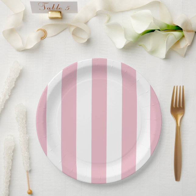 Assiettes En Carton Grandes Pink, Grandes Blances, Motif Gratté (Mariage)