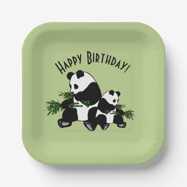 Assiettes En Carton Grandir Panda Joyeux anniversaire (Recto)