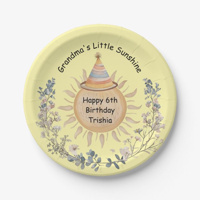 Assiettes En Carton Grandma's Little Sunshine Birthday Celebration (Devant)