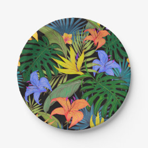 Assiettes En Carton Graphique de fleur d'Aloha de Hawaii tropical