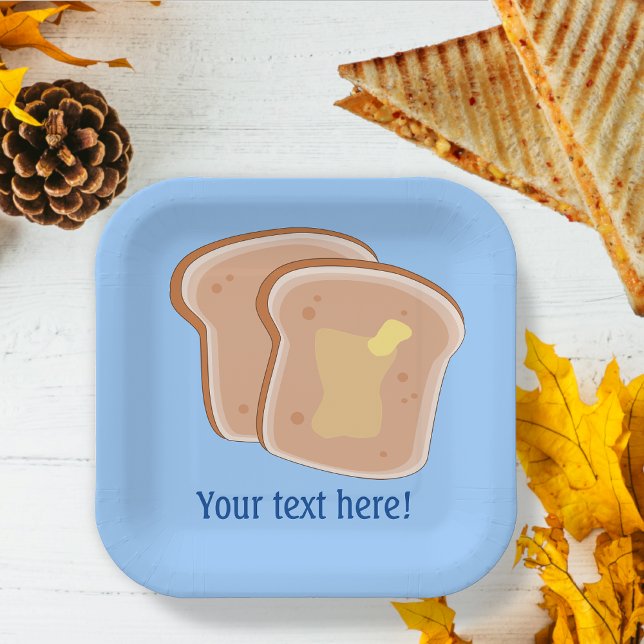 Assiettes En Carton Graphique Toast Beurré plus votre texte personnali (Créateur téléchargé)