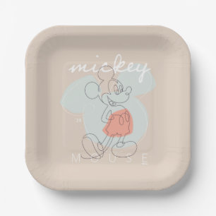Assiettes En Carton Graphisme en ligne continue de Mickey Mouse