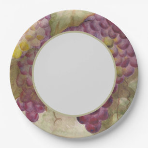 Assiettes En Carton grappe de raisin aquarelle Pays viticole