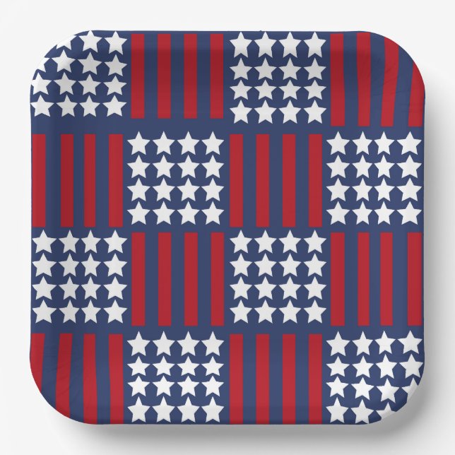 Assiettes En Carton Gras American Spirit Stars & Stripes Célébration (Recto)