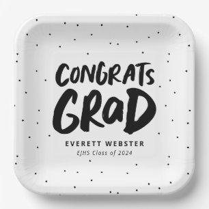 Assiettes En Carton Gras congrats modernes grad black graduation party