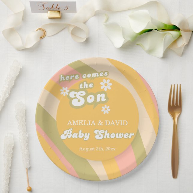 Assiettes En Carton Gras Retro Super Boy Douche Sunshine Party (Mariage)
