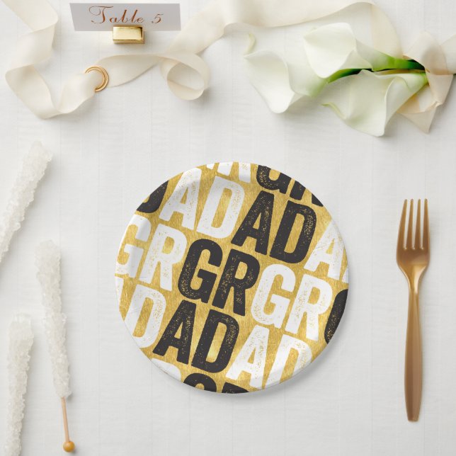Assiettes En Carton Gras Typographie GRAD Gold Goil Graduation Party (Mariage)