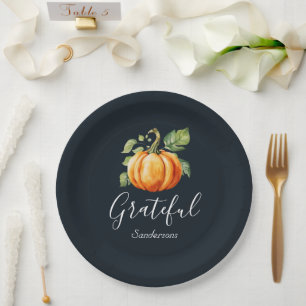 Assiettes En Carton Grateful Thanksgiving Citrouille Personnalisé
