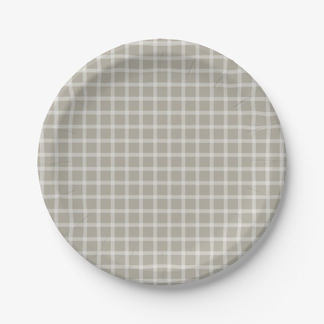 Assiettes En Carton Gray Simple En vichy Baby shower non sexiste (Devant)