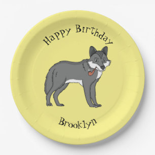 Assiettes En Carton Gray wolf with pipe cartoon
