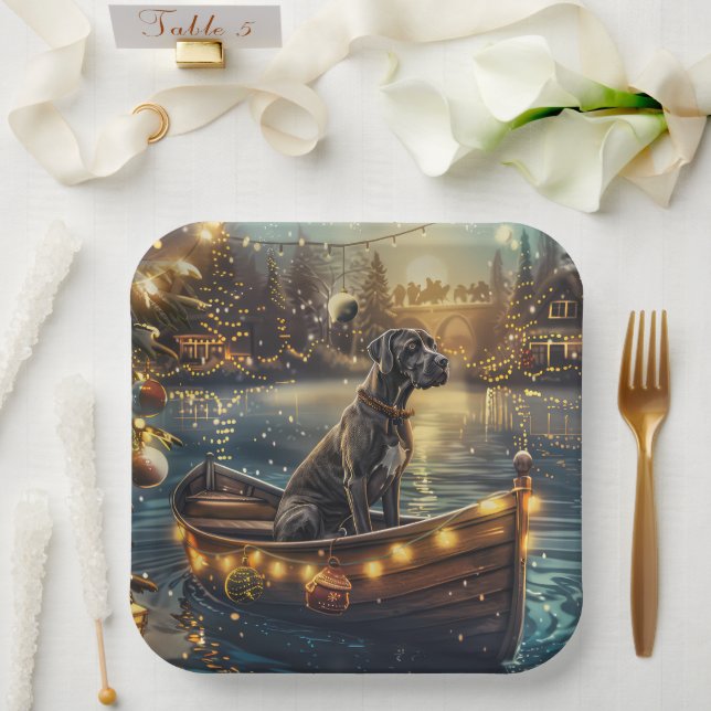 Assiettes En Carton Great Dane Christmas Festive Voyage (Mariage)