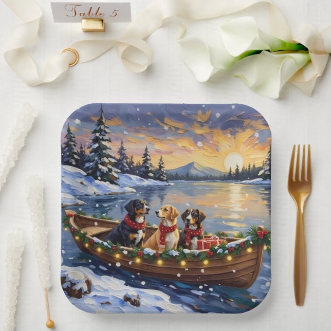 Assiettes En Carton Greater Swiss Mountain Dog Christmas Boat Holiday (Mariage)