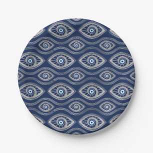Assiettes En Carton Grec Mati Mataki - motif d'oeil mauvais de