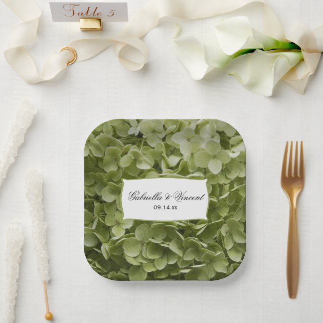 Assiettes En Carton Green Annabelle Hydrangea Mariage (Mariage)