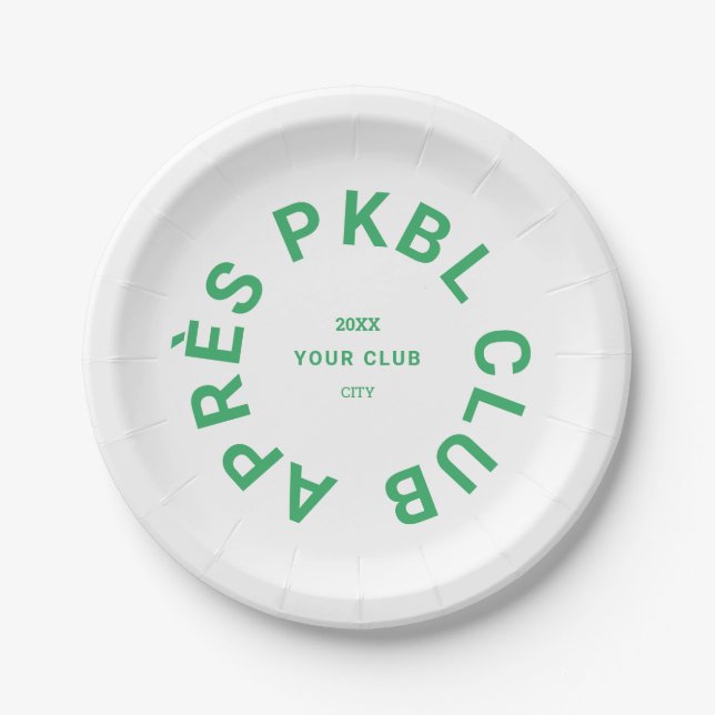 Assiettes En Carton Green Après PKBL Club Crest Pickleball (Devant)