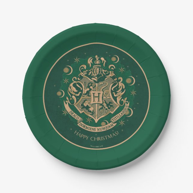 Assiettes En Carton Green HOGWARTS™ Crest Holiday Wreath (Devant)