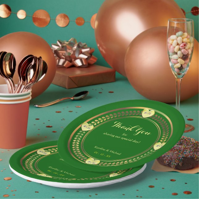 Assiettes En Carton Green Love Mariage Paper Party Événements Plaque (Multi)