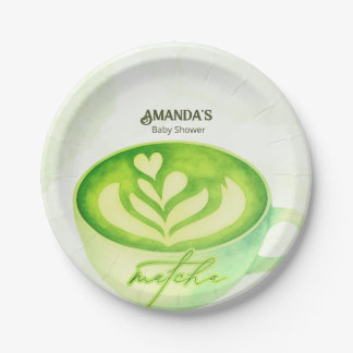 Assiettes En Carton Green Matcha Cup Baby Shower