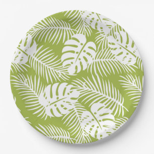 Assiettes En Carton Green Palm Feuille Rainforest Motif