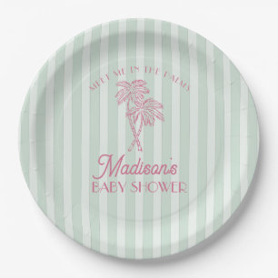 Assiettes En Carton Green Palm Spring Pastel Beach Baby shower