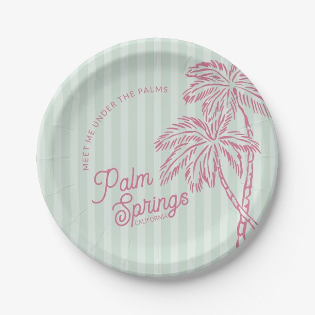 Assiettes En Carton Green Palm Spring Pastel Beach Party (Devant)