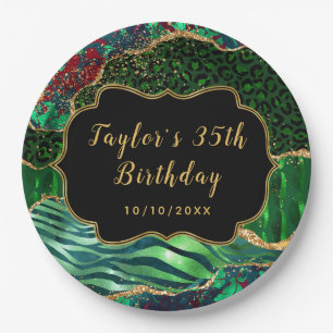 Assiettes En Carton Green Safari Agate Anniversaire