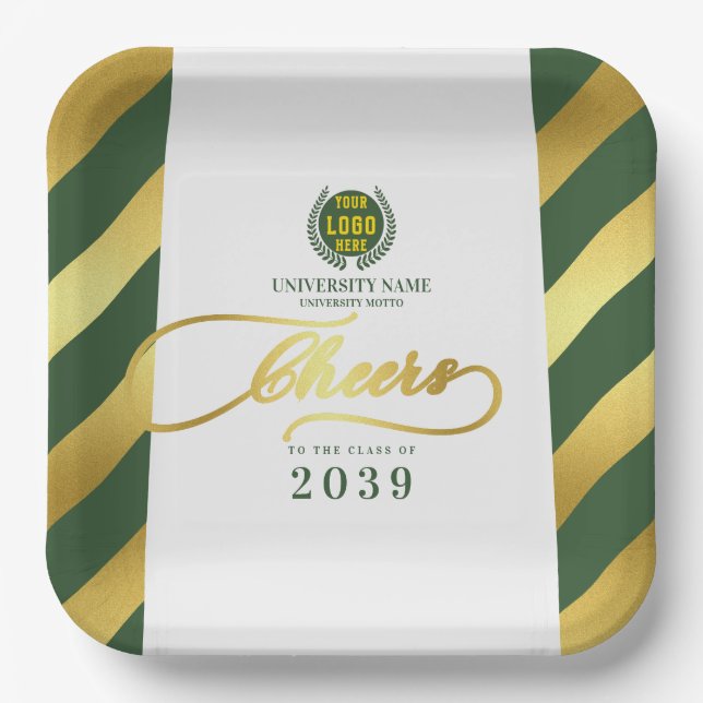 Assiettes En Carton Green School College University Graduation Day (Recto)