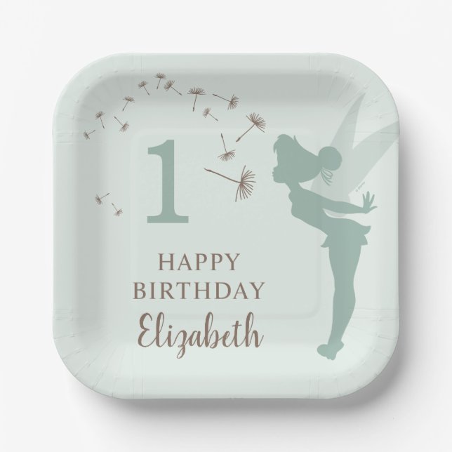 Assiettes En Carton Green Tinker Bell Girl Anniversaire (Recto)
