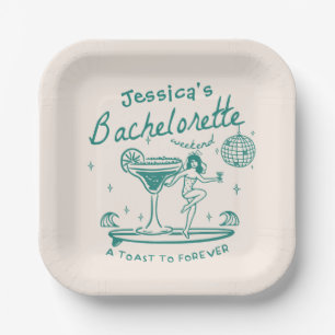 Assiettes En Carton Green Whimsical Main dessinée Funky Bachelorette