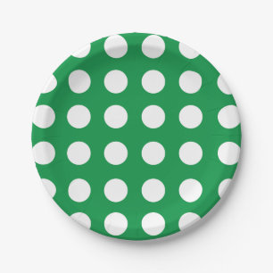 Assiettes En Carton Green White Polka Point Vintage Retro Party
