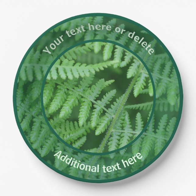 Assiettes En Carton Green Woodland Ferns Fête personnalisée (Devant)