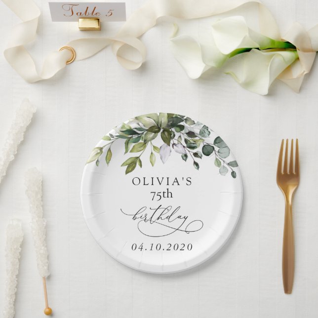 Assiettes En Carton Greenery, Eucalyptus Leaves, Boho, Birthday (Mariage)