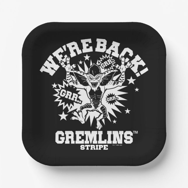 Assiettes En Carton Gremlins | Stripe Nous sommes de retour (Recto)