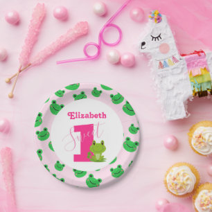 Assiettes En Carton Grenouille 1er anniversaire fête baby girl fournit