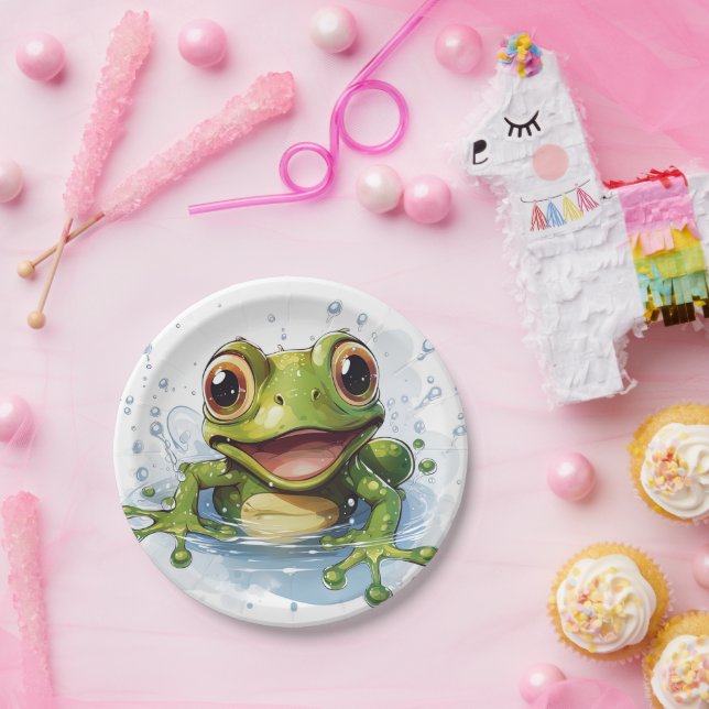 Assiettes En Carton Grenouille drôle (Fête)