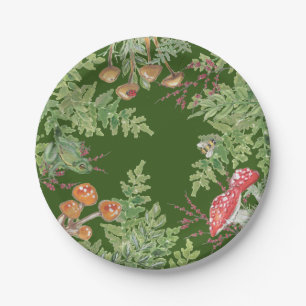 Assiettes En Carton Grenouille vert foncé en bois, champignon d'abeill