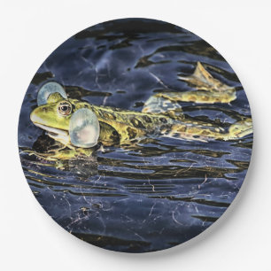 Assiettes En Carton Grenouille verte dans l'étang