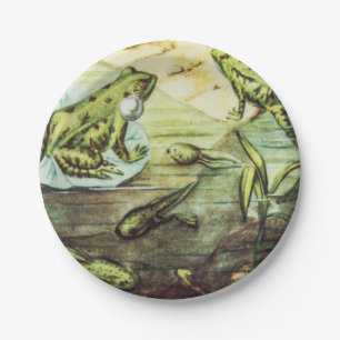 Assiettes En Carton Grenouilles vertes, illustration animale