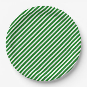 Assiettes En Carton Grève du Sucre de canne diagonal vert et blanc de