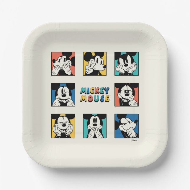Assiettes En Carton Grille de souris couleur Mickey (Recto)