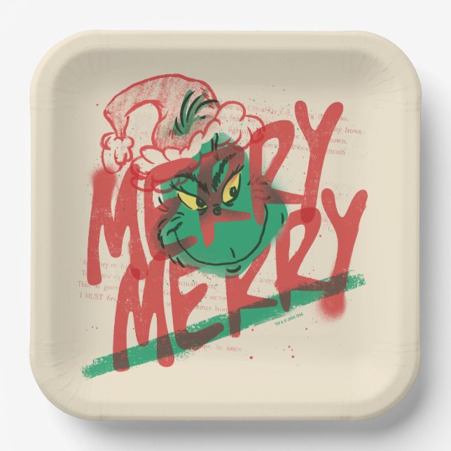 Assiettes En Carton Grille | Joyeux Joyeux Grunge Graphique (Recto)