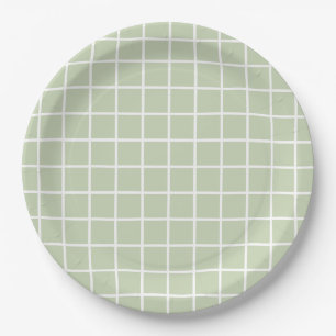 Assiettes En Carton Grille Motif Pastel Green Plaid