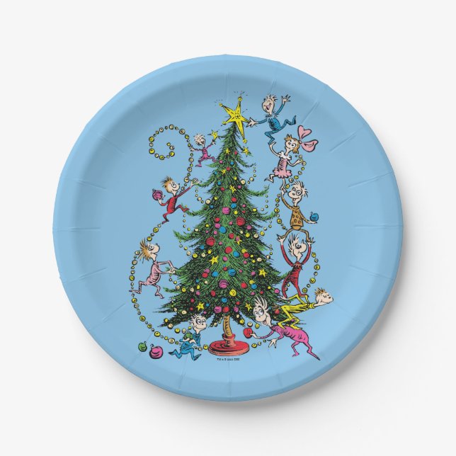 Assiettes En Carton Grinch classique | Arbre de Noël (Devant)