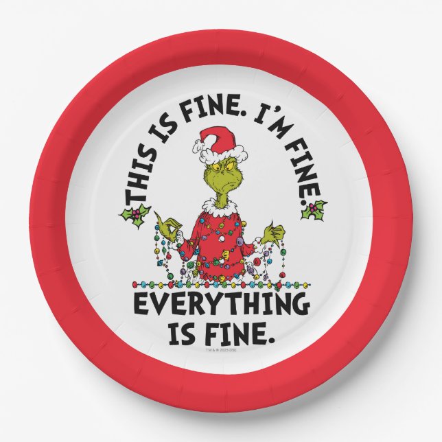 Assiettes En Carton Grinch | Everything is Fine (Devant)