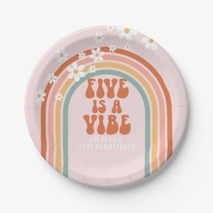 Assiettes En Carton Groovy Five est une ambiance anniversaire 5 ans ar