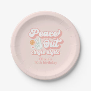 Assiettes En Carton Groovy Peace Out Simple Chiffres 10e Anniversaire