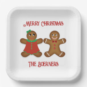 Assiettes En Carton Gros pain d'épices Couple Cookies Noël